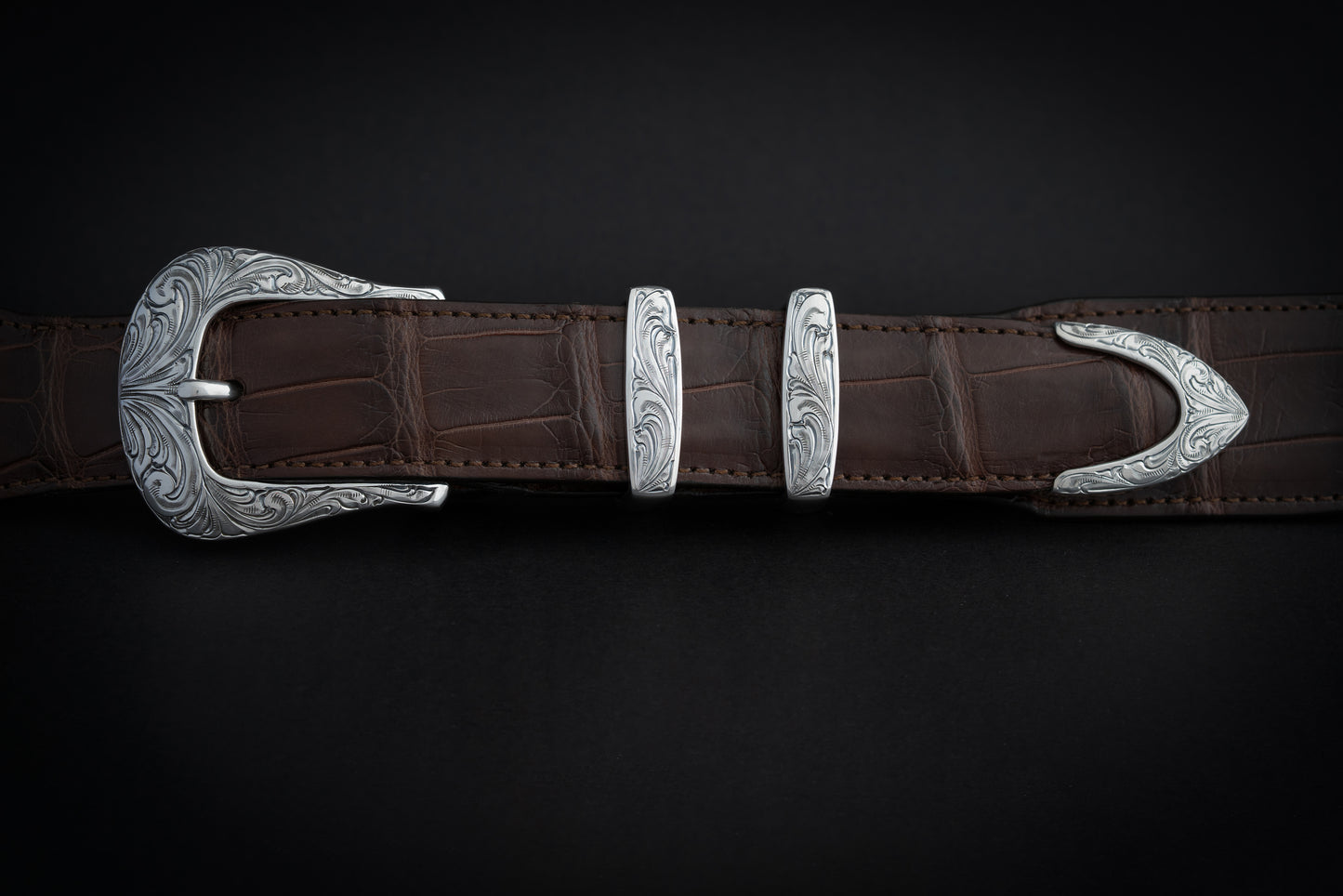 1" Omega, Engraved Sterling Silver, 4 Piece Set