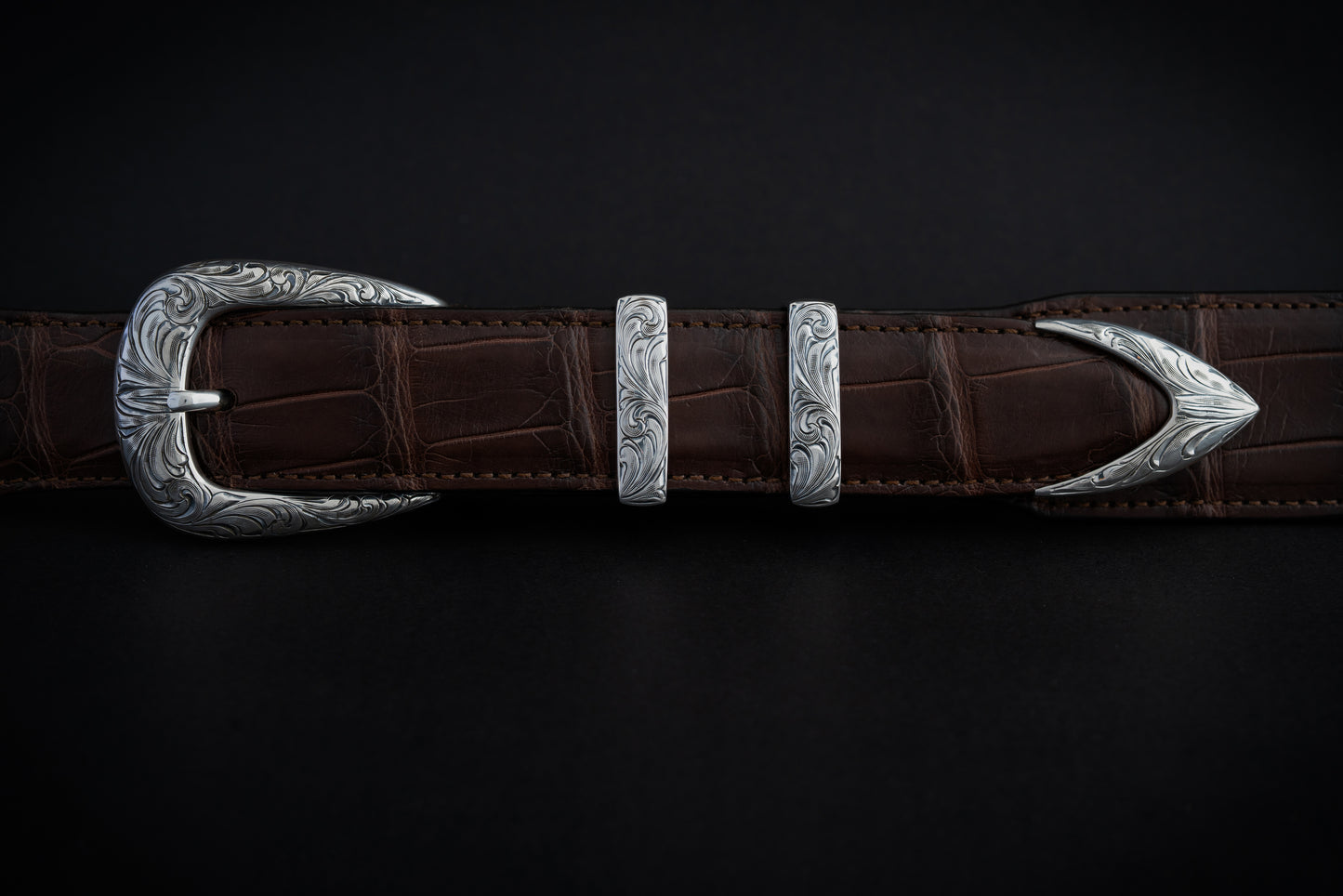 1" Aspen, Engraved Sterling Silver, 4 Piece Set