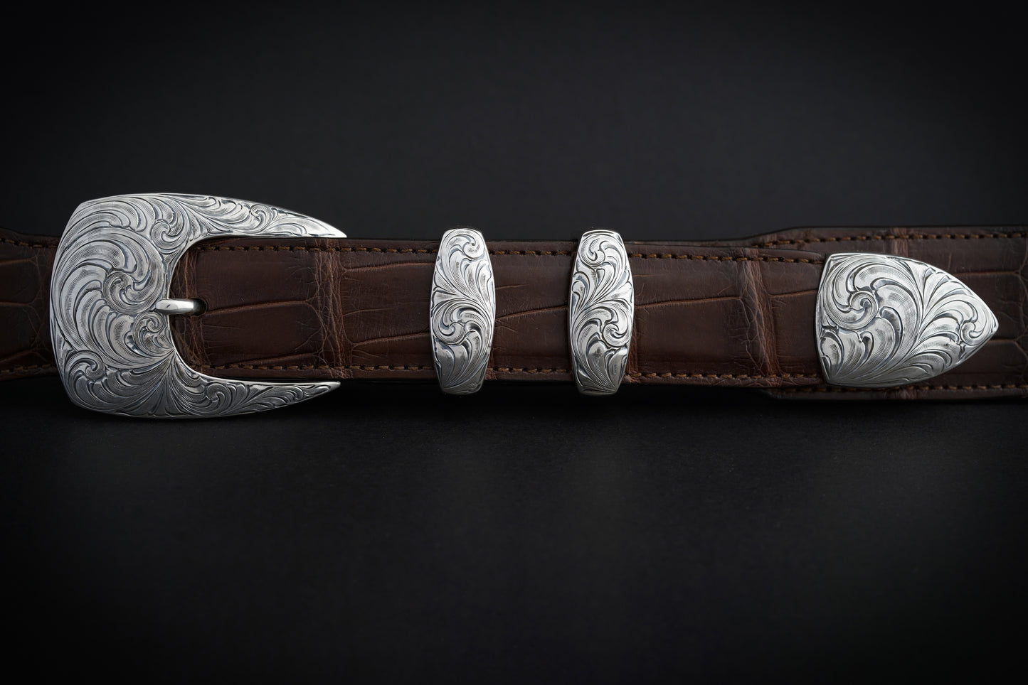1" Jensen, Engraved Sterling Silver, 4 Piece Set