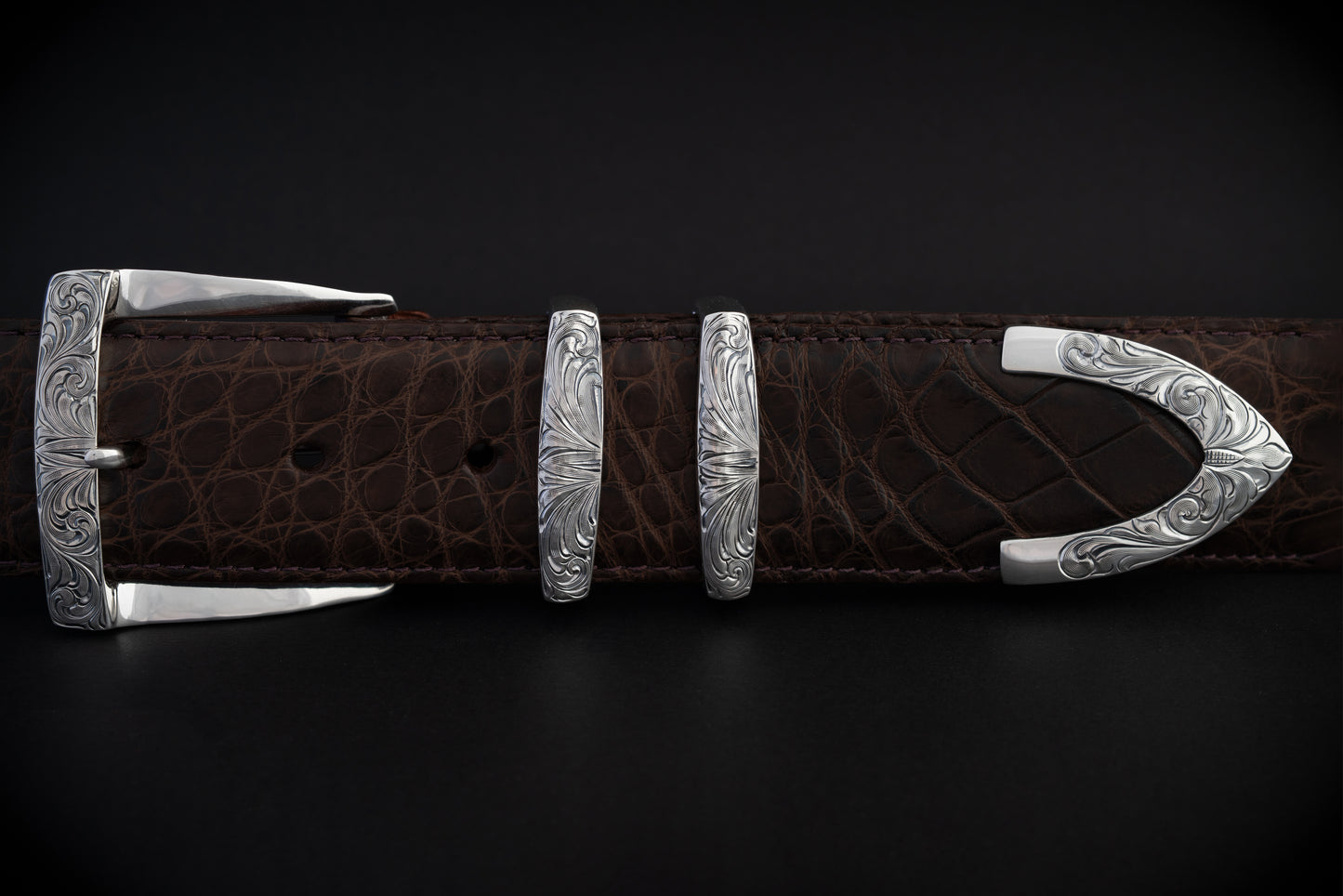 1-1/2" Eason, Engraved Sterling Silver, 4 Piece Set