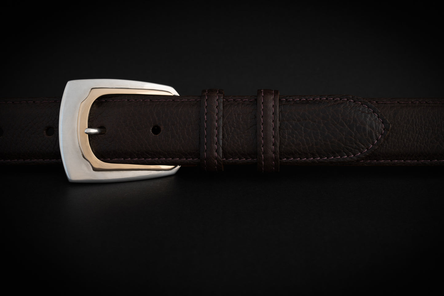 1-1/4" Polished Profile Buckle with 14k Yellow Gold Overlays and Belt