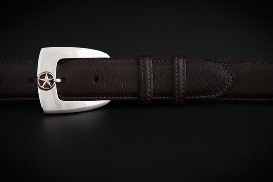 1-1/4" Polished Lone Star Buckle with 14k Rose Gold Overlay and Belt